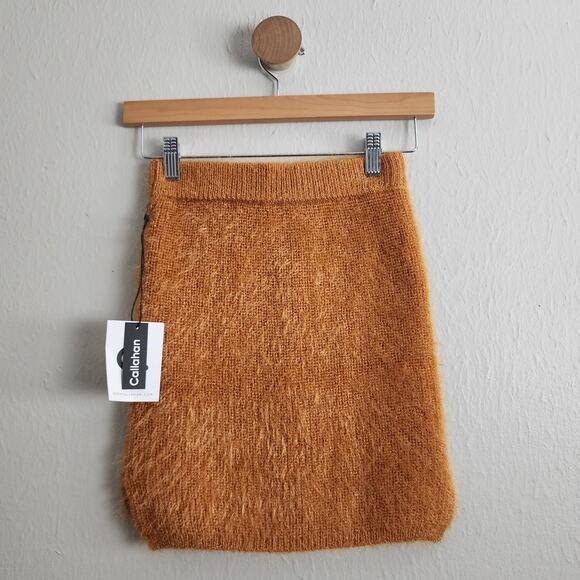 Callahan Revolve Genny Eyelash Fuzzy Knit Mini Skirt Amber Glow XS Fall - Picture 1 of 14